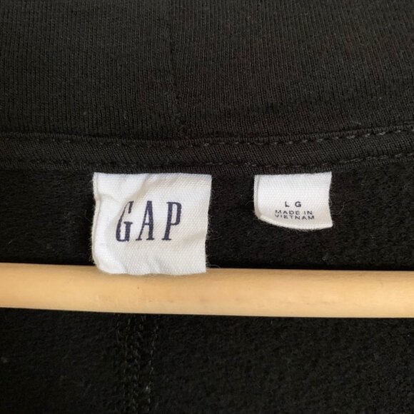 GAP long Raglan Full-Zip Hoodie Sweatshirt Large Black - Picture 6 of 7